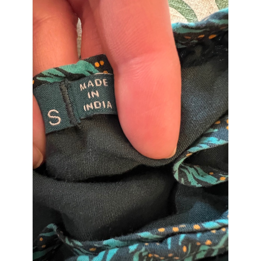 Prana Teal Blue Ikat Print Nari Midi Dress Boho Tribal Halter Viscose Small - Picture 9 of 9